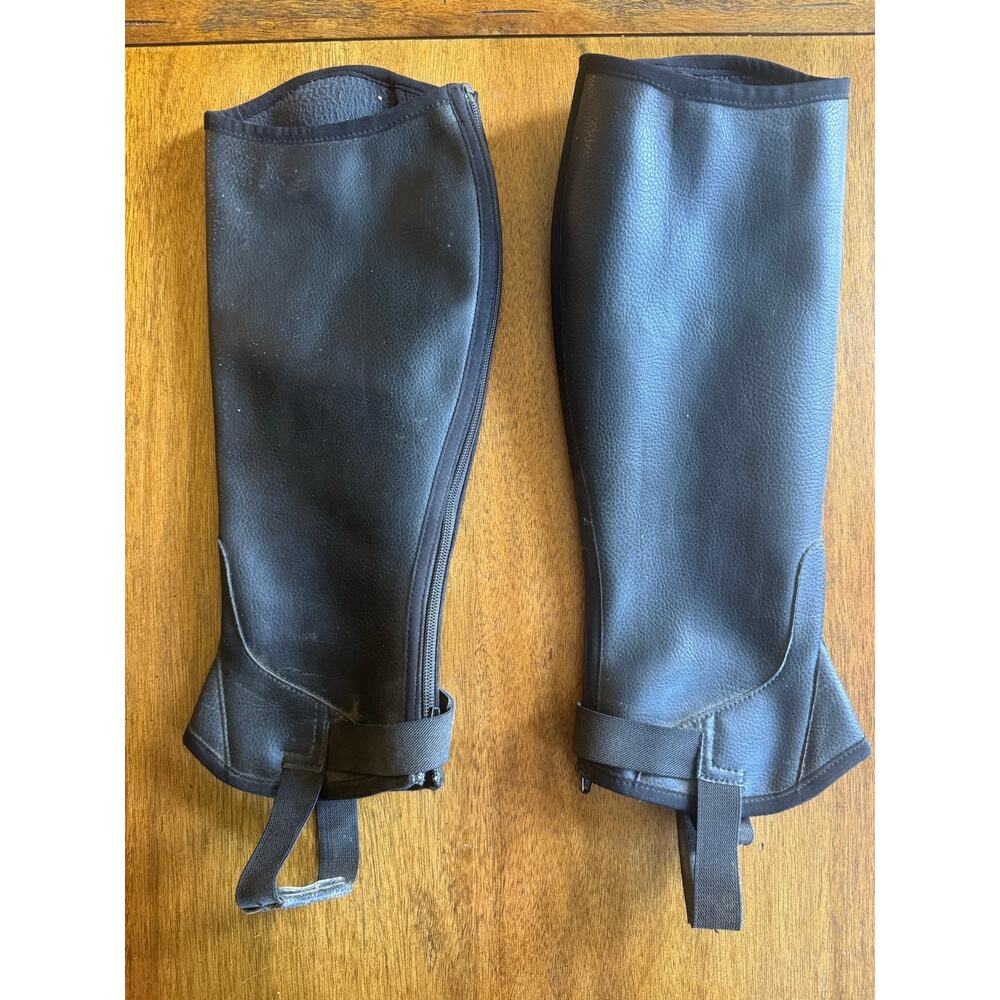 Saxon Half Chaps Large Black Equestrian Horse Riding Zip Adult